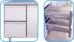 Gastronomie Kühltisch GN1/1 belüftet Forcar G-GN3100TN c12-set-2-schubladen