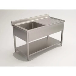 1-Kammer-Waschbecken mit Abtropffläche links/rechts und unterer Ablage 1-Kammer-Waschbecken mit Abtropffläche links/rechts und unterer Ablage