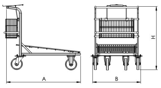 Carrello trasporto merci 4 ruote portata kg 500 Carrello per trasporto merci misure