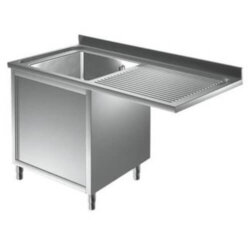 Cabineted 1-bowl sink with right drainer dishwasher compartment and hinged door