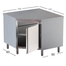 Tavolo armadiato neutro ad angolo con porta a battente acciaio inox AISI 304 Tavolo armadiato neutro ad angolo con porta a battente acciaio inox AISI 304