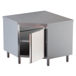 Neutraler Eckschranktisch mit Flügeltür AISI 304 Edelstahl