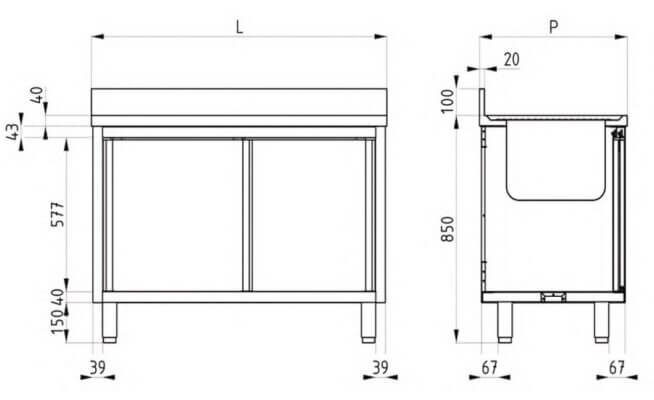 Spüle INOX Spüle auf Schrank 2 Becken links 140x60x90 Spüle INOX Spüle auf Schrank 2 Becken links 140x60x90