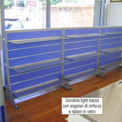 Low Light Gondola slatted panel display with 30 hooks Low Light Gondola slatted panel display with 30 hooks
