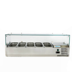Statische Kühlvitrine für professionelle Pizzerien +2°+8°C 5 GN 1/4 Tabletts