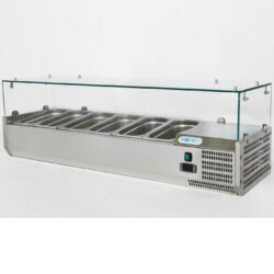 Professionelle statische Kühlvitrine für Pizzeria +2° +8° C 6 GN 1/4 Tabletts Professionelle statische Kühlvitrine für Pizzeria +2° +8° C 6 GN 1/4 Tabletts