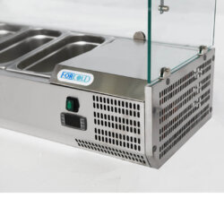 Professionelle statische Kühlvitrine für Pizzeria +2° +8° C 6 GN 1/4 Tabletts Professionelle statische Kühlvitrine für Pizzeria +2° +8° C 6 GN 1/4 Tabletts