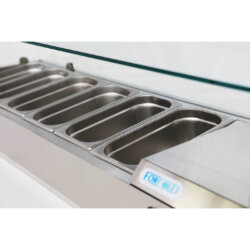 Professionelle statische Kühlvitrine für Pizzeria +2° +8° C 6 GN 1/4 Tabletts Professionelle statische Kühlvitrine für Pizzeria +2° +8° C 6 GN 1/4 Tabletts