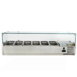 Professional Static Refrigerated Display Case for Pizzeria +2° +8° C 6 GN 1/4 Trays