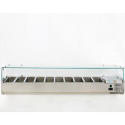 Statische Kühlvitrine für professionelle Pizzeria 200cm +2°+8° C 10 GN 1/4 Tabletts