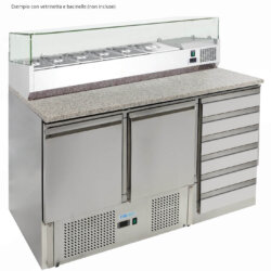 Static Refrigerated Pizza Counter 140cm with Drawers for Pizza Dough G-S903PZCAS