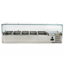 Professional Refrigerated Display Case for Pizzeria Ingredients 140cm +2°/+8°C 4xGN1/3 + 1xGN1/2