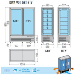 Vetrina refrigerata 2 porte doppia temperatura -10/-19 °C -15/-21 °C 800 Lt con illuminazione led L. 135 cm Tecfrigo Vetrina refrigerata 2 porte doppia temperatura -10/-19 °C -15/-21 °C 800 Lt con illuminazione led L. 135 cm Tecfrigo