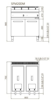 Professional Gas Fryer With 24+24 Lt Tank Mobile and Faucet Fimar SFM20DM Professional Gas Fryer With 24+24 Lt Tank Mobile and Faucet Fimar SFM20DM