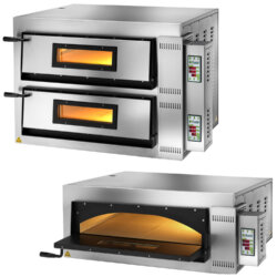 Professioneller Elektrobackofen Pizzeria Digital Edelstahl 1 oder 2 Kammern 72x72x14cm Fimar FMD4