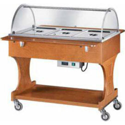 Bain-Marie-Wagen aus Holz +30/+90°C 3 GN 1/1 111x82x125 cm Forcar CL 2777 Bain-Marie-Wagen aus Holz +30/+90°C 3 GN 1/1 111x82x125 cm Forcar CL 2777