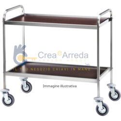 Professioneller Servierwagen aus Edelstahl 2 Etagen 103x57x97 cm Forcar CA 1001 /W Professioneller Servierwagen aus Edelstahl 2 Etagen 103x57x97 cm Forcar CA 1001 /W