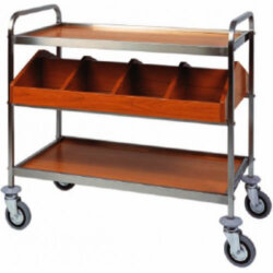 Servierwagen aus Edelstahl 2 Etagen 8 Besteckfächer 105x57x97 cm Forcar CA 1181