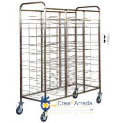 Edelstahl-Universal-Tablett-Wagen für 30 Tabletts 138x62x175 cm Forcar CA 1475