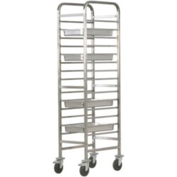 Verstärkter Edelstahl 25x25 Tablettwagen für 14 GN1/1 45,5x62x177cm Forcar CA1489R