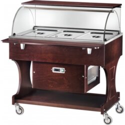 Refrigerated trolley wood dome plexiglass countertop low temperature -5/+5°C 3 GN 1/1 Forcar CLR 2787 BT
