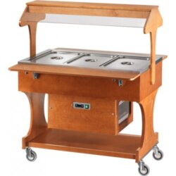 Gekühlter Holzwagen Plexiglas-Kuppel 3 GN 1/1 +2/+10°C 82x111x142 cm Forcar CLR 2786