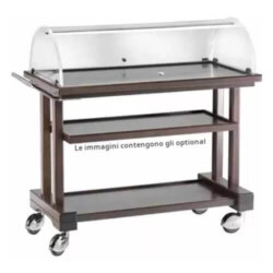Carrello di Servizio Legno 3 Ripiani Coperchio Semicircolare Plexiglass 115x55x108 cm Forcar LPC 1050 /W Carrello di Servizio Legno 3 Ripiani Coperchio Semicircolare Plexiglass 115x55x108 cm Forcar LPC 1050 /W