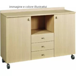 Niedriger dreifacher professioneller Serviceschrank mit Rädern 2 Türen 3 Besteckschubladen 136x48x95cm Forcar ML3204SS Niedriger dreifacher professioneller Serviceschrank mit Rädern 2 Türen 3 Besteckschubladen 136x48x95cm Forcar ML3204SS