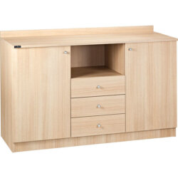 Niedriger dreifacher Serviceschrank 2 Türen 3 Besteckschubladen 136x48x95 cm Forcar ML 3204SS N /CA/CE Niedriger dreifacher Serviceschrank 2 Türen 3 Besteckschubladen 136x48x95 cm Forcar ML 3204SS N /CA/CE