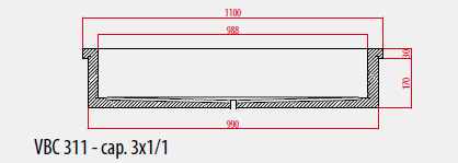 Thermal Bain-Marie Tank Built-in Inox h 15cm Built-in Group +30/+90°C Forcar VBC Thermal Bain-Marie Tank Built-in Inox h 15cm Built-in Group +30/+90°C Forcar VBC