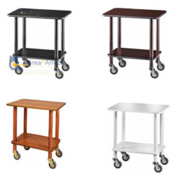 Professional Service Trolley Wood 70x50x78 cm 2 Shelves 4 Wheels Brass/Chrome Forcar Gueridon CL903