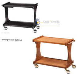 Carrello di Servizio Professionale in Legno 2 Ripiani e 4 Ruote 106x55x85 cm Forcar CL 2001