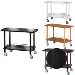 Carrello di Servizio Professionale in Legno con 2 Ripiani e 4 Ruote 110x55x82 cm Forcar CLP 2002