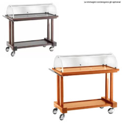 Servierwagen Holz 2 Etagen halbrunder Deckel Plexiglas 81x55x108 cm Forcar LPC 800 /W