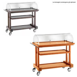 Servierwagen Holz 3 Etagen halbrunder Deckel Plexiglas 115x55x108 cm Forcar LPC 1050 /W