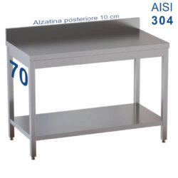 Offener Tisch aus Stahl Aisi 304 mit Spritzwandtiefe 70 cm