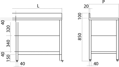 Schrank Waschbeckenfach links Aisi 304 Edelstahl Tiefe 70 cm Schrank Waschbeckenfach links Aisi 304 Edelstahl Tiefe 70 cm
