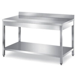 Tavolo a giorno acciaio Aisi 304 con alzatina profondità 60 cm Tavolo a giorno acciaio Aisi 304 con alzatina profondità 60 cm