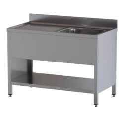 Washbasin 1 bowl drip pan on left side stainless steel Aisi 430 depth 60 cm Washbasin 1 bowl drip pan on left side stainless steel Aisi 430 depth 60 cm