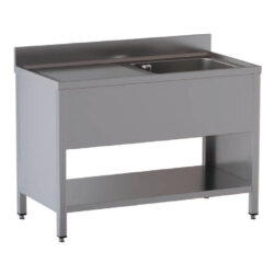 Waschtisch 1 Becken Tropfschale links Edelstahl Aisi 430 Tiefe 60 cm