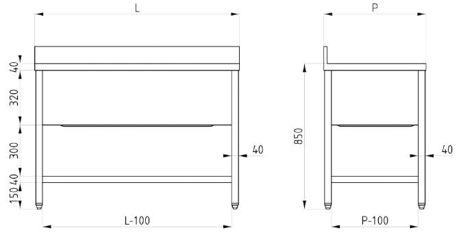 Open wash basin 2 basins stainless steel Aisi 304 round legs depth 70 cm Open wash basin 2 basins stainless steel Aisi 304 round legs depth 70 cm