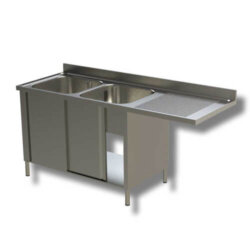 Schrankwaschtisch 2 Becken Geschirrspülerfach rechts Edelstahl Aisi 430 Tiefe 70 cm Schrankwaschtisch 2 Becken Geschirrspülerfach rechts Edelstahl Aisi 430 Tiefe 70 cm