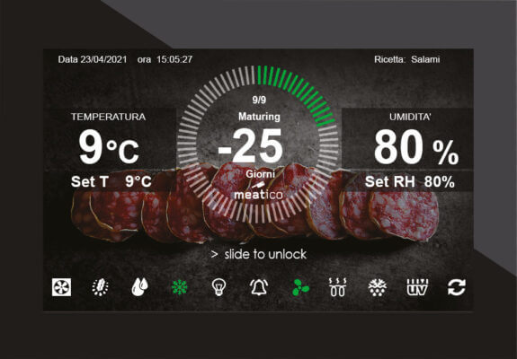 Fleischpökel-Vitrine schwarz kunststoffbeschichteter Stahl Touch-Panel MEAT Everlasting Fleischpökel-Vitrine schwarz kunststoffbeschichteter Stahl Touch-Panel MEAT Everlasting