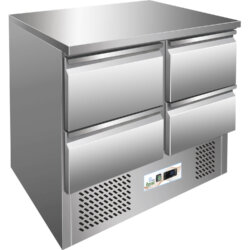 Statisch gekühlte Saladette Edelstahl oben 4 Schubladen +2°C/+8°C Forcar G-S901-4D