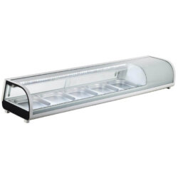 Statische Sushi-Vitrine 0°C/+12°C Gebogenes Glas 5 GN 1/2 Forcar RTS132B