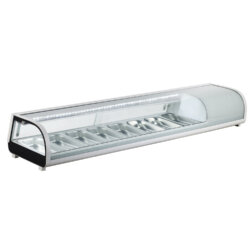 Statische Sushi-Kühlvitrine 0°C/+12°C Gebogenes Glas 6 GN 1/3 Forcar RTS62B