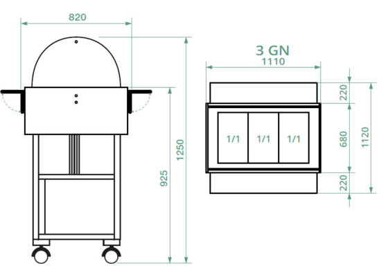 Professional Refrigerated Cart Wood Dome Plexiglass -5/+5°C 3GN 1/1 Forcar CLR 2788NBT Professional Refrigerated Cart Wood Dome Plexiglass -5/+5°C 3GN 1/1 Forcar CLR 2788NBT