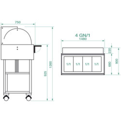 Professional Refrigerated Cart Wood Dome Plexiglass -5/+5°C 3GN 1/1 Forcar CLR 2787NBT Professional Refrigerated Cart Wood Dome Plexiglass -5/+5°C 3GN 1/1 Forcar CLR 2787NBT