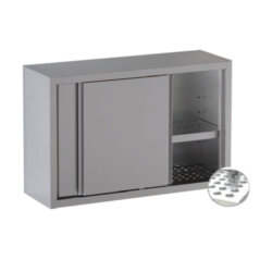 Armadio pensile con ante scorrevoli professionale inox ripiani forati scolapiatti