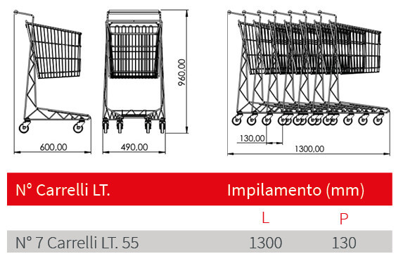 Draht-Einkaufswagen 55lt hoher Korb Trolley Einkaufswagen
